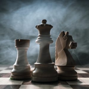 Chess pieces on the chessboard